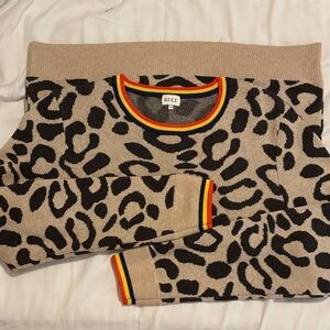 KULE Beige and Black Animal Print Sweater